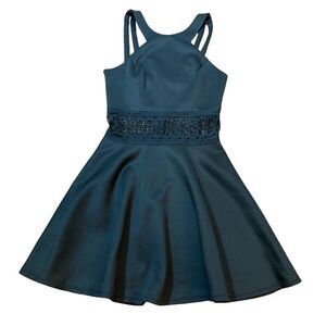Jodi Kristopher Black Sleeveless Fit And Flare Dress With Cutout Waist, Size 3